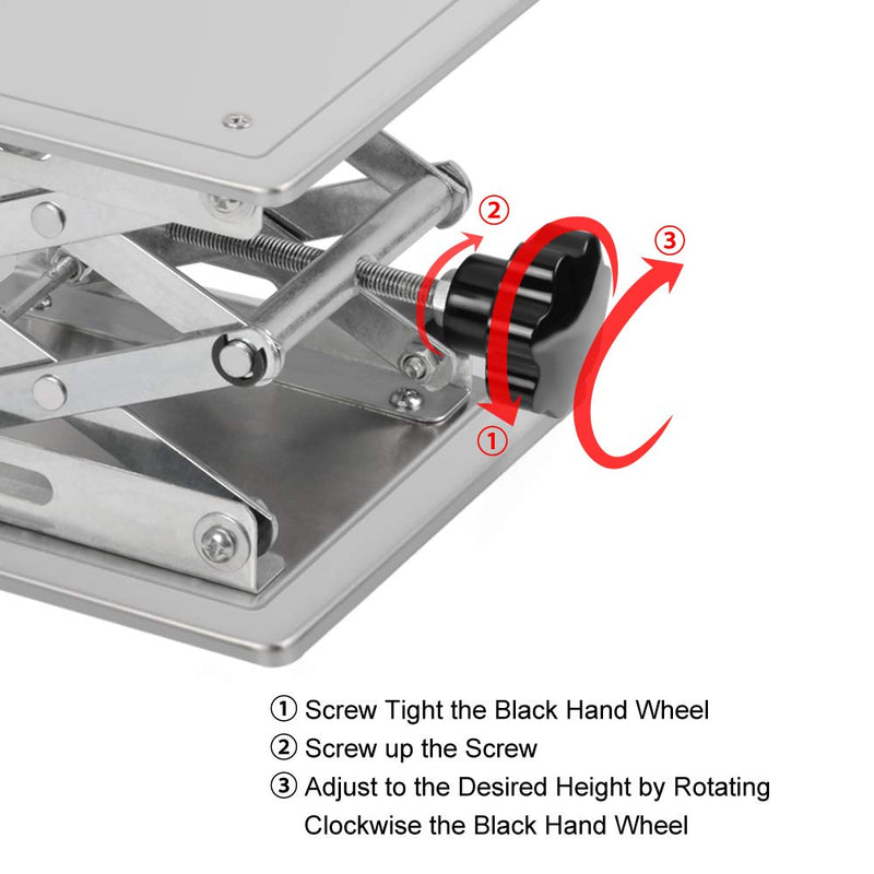 stonylab 4"x4" Lab Scissors Jack, 100 x 100mm Stainless Steel Laboratory Support Jack Platform Lab Lift Stand Table, Expandable Lift Height Range from 45mm to 150mm, Support Weight 5KG 100 x 100 mm - NewNest Australia