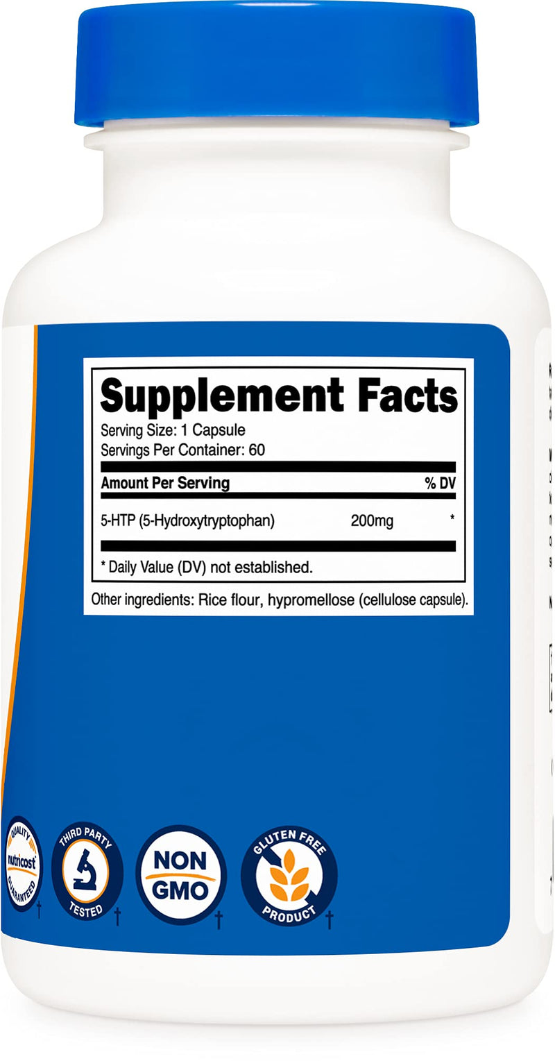 Nutricost 5-HTP 200mg, 60 Vegetarian Capsules (5-Hydroxytryptophan) - Gluten Free & Non-GMO 60 Count (Pack of 1) - NewNest Australia