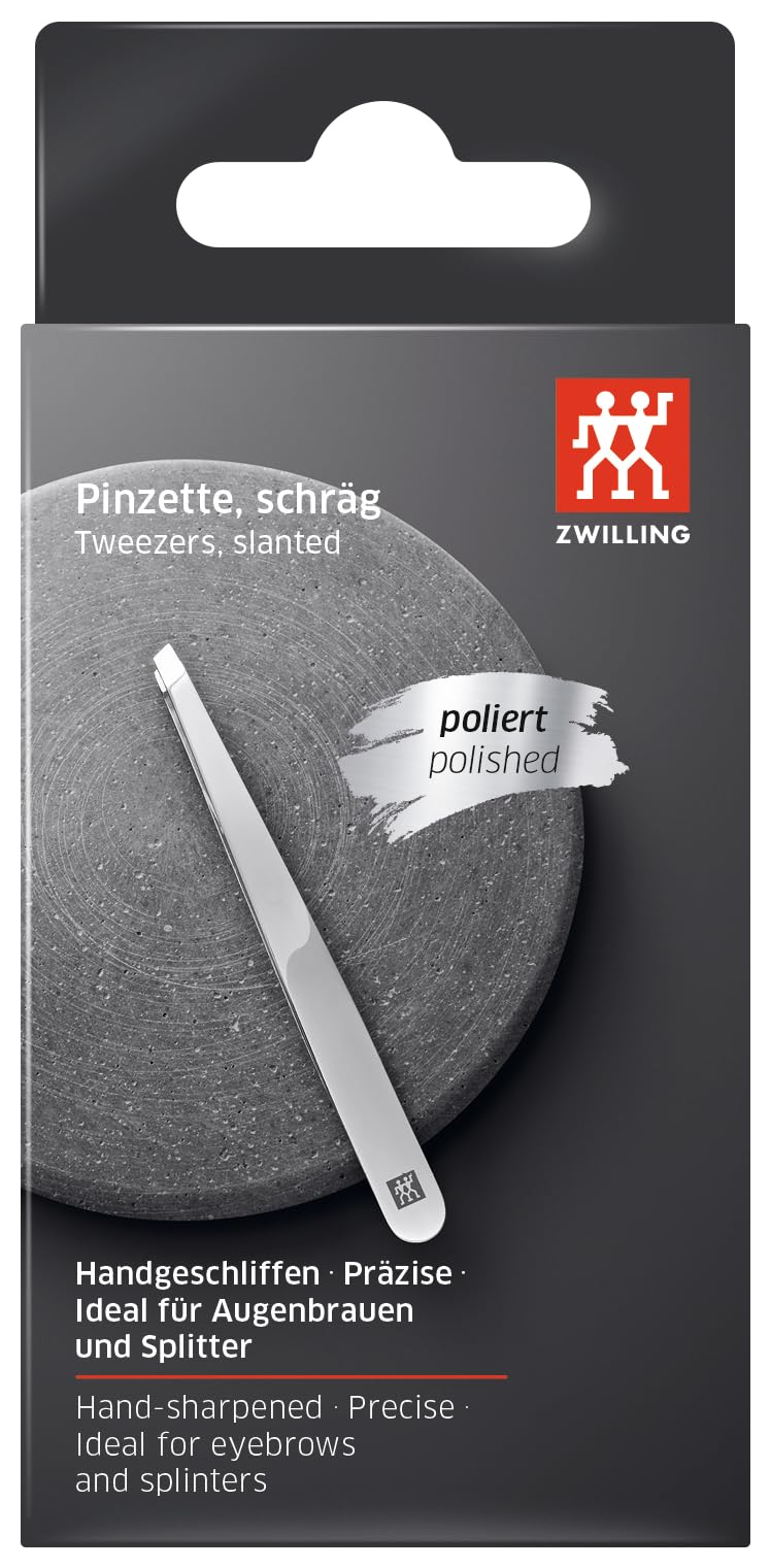 ZWILLING Oblique Tweezers for Precise Eyebrow Hair Removal, Polished Stainless Steel, 90 mm Oblique Tip - NewNest Australia