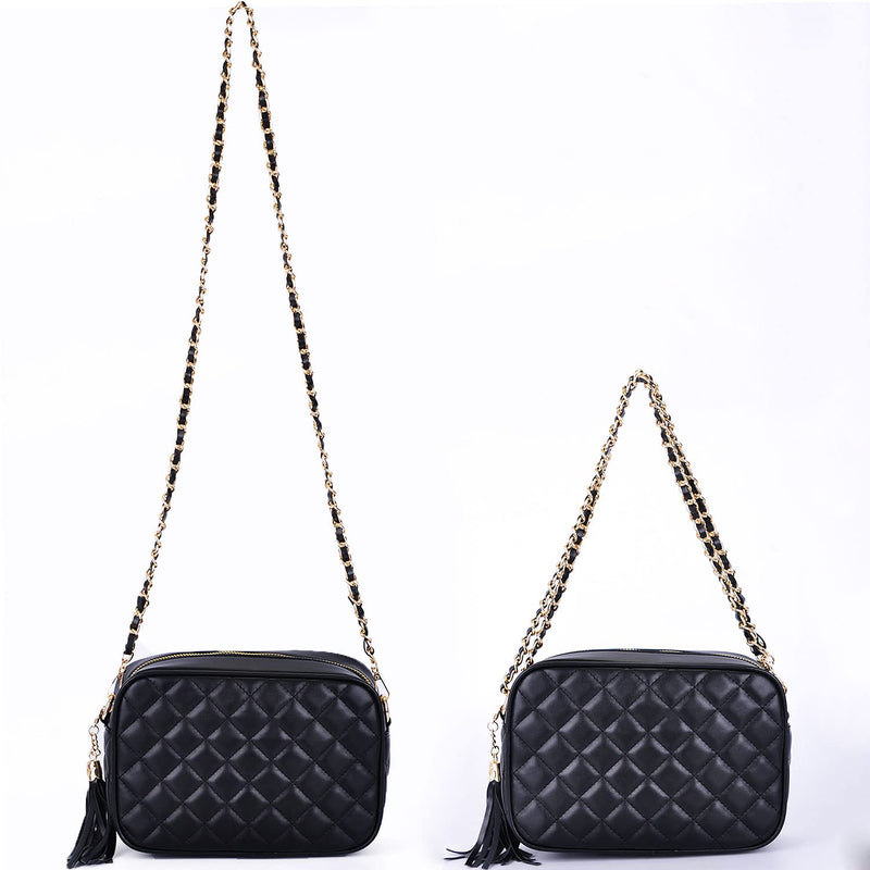 VanEnjoy Purse Chain Strap with Tassel - Microfiber Leather - Replacement for Shoulder Crossbody Straps for Handbag Black L-gold Chain With Tassel - NewNest Australia