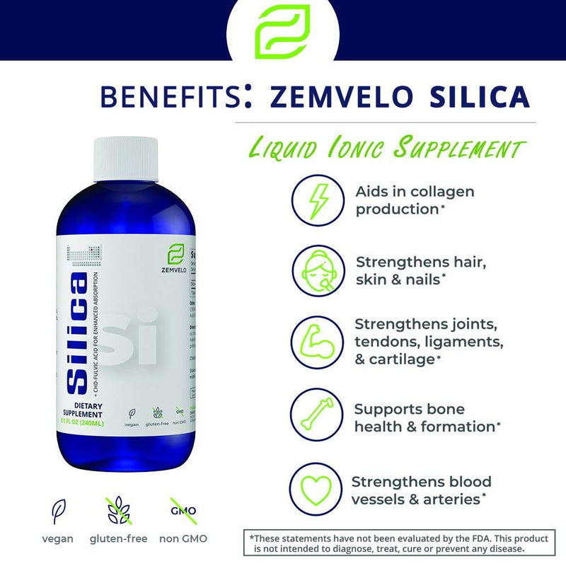 Liquid Ionic Silica - Hair, Skin & Nails Nutrition | Collagen Booster | Joint Support for Health Tendons & Cartilage | 8 oz, 48 Day Supply - NewNest Australia
