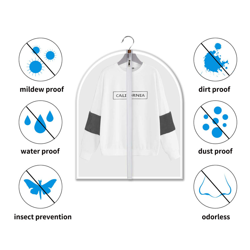 NewNest Australia - allhom Small Size Garment Bags - Set of 6 Translucent 31 inch Hanging Clothing Bags with Cedar Balls, for Boy Girls’ Sweater, Hoodies, Shorts 