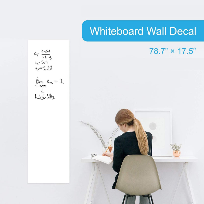 Extra Large Whiteboard Decal Sticker, Self-Adhesive Paper Message Board (6.5 FEET) Peel and Stick Wallpaper with 4 Dry Erase Markers, Size 17.7” X 78.7” - NewNest Australia