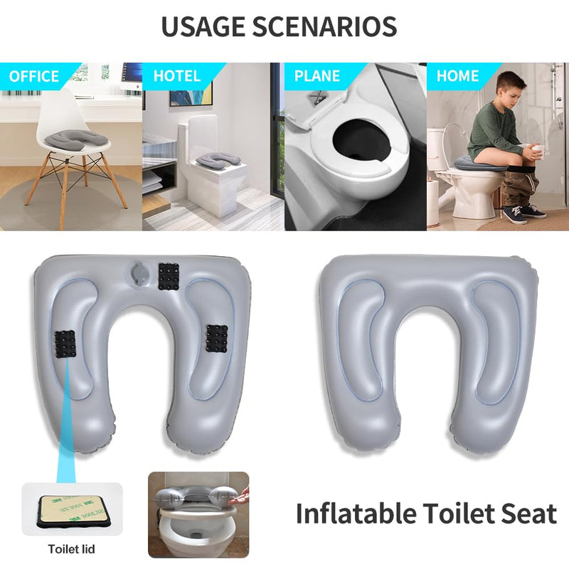 Inflatable Toilet Seat Cushion, Raised Donut Cushion, Height Adjustable Toilet Seat, Toilet Support Cushion For Adults, Seniors, Elderly, Disabled, Tailbone Pain Relief (Grey) - NewNest Australia