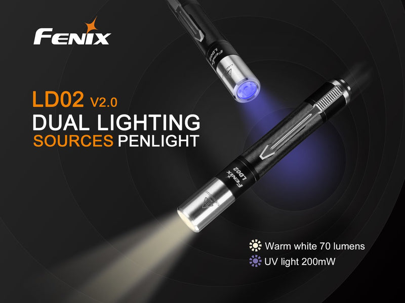 Fenix LD02 V2.0 70 lumen neutral white/UV pen-type LED flashlight bundle with AAA EdisonBright battery - NewNest Australia