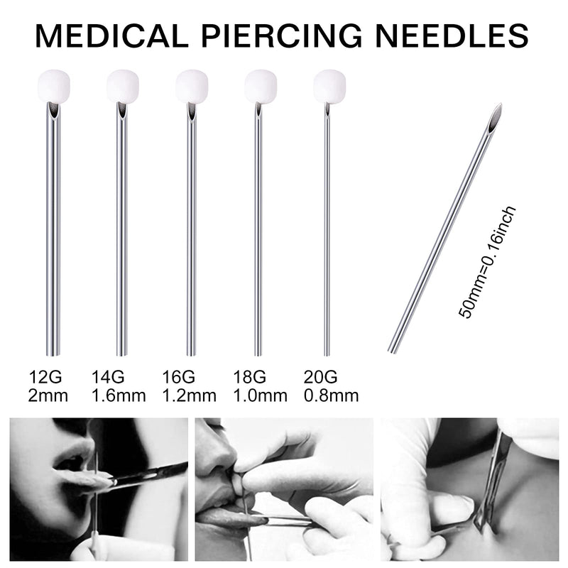 25PCS Mixed Body Piercing Needles, 12G 14G 16G 18G 20G Disposable Sterile Stainless Steel Piercing Needles for Ear Nose Navel Belly Nipple Tongue Lip Smiley Piercing 1-25pcs-mixed sizes(each 5pcs) - NewNest Australia