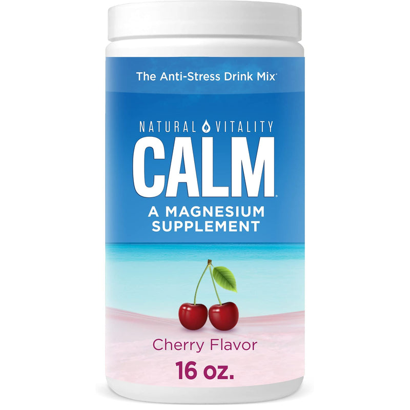 Natural Vitality Calm, Magnesium Citrate Supplement Powder, Anti-Stress Drink Mix, Cherry, 16 Ounces (Package May Vary) Cherry 16 oz - NewNest Australia
