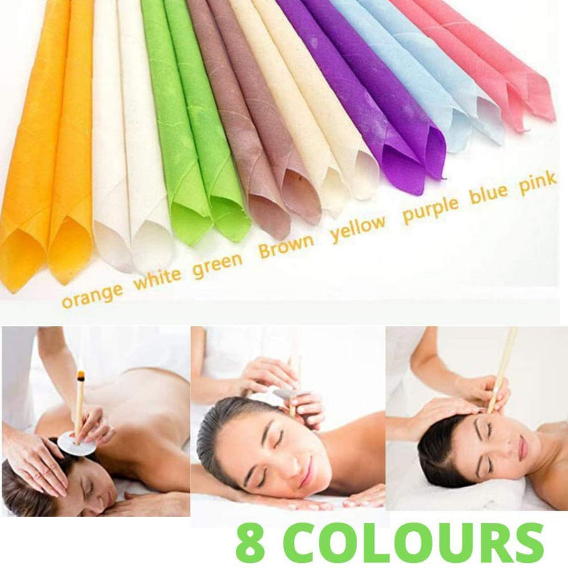 All Natural Ear Candles Beeswax Candling Cones - 32 Pcs (8 Colours), Organic Non-Toxic Cylinders Fragrance Hollow Cone Candles with 8 Protective Disks (32 pcs) - NewNest Australia