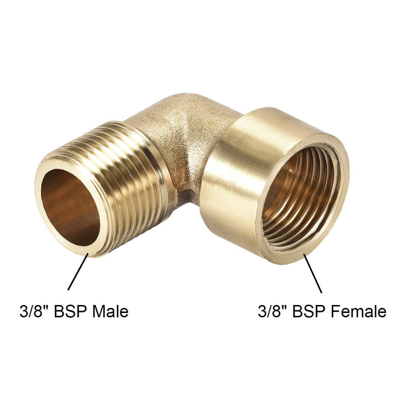 uxcell Brass Pipe Fitting 90 Degree Elbow 3/8 BSP Male X 3/8 BSP Female 2pcs - NewNest Australia