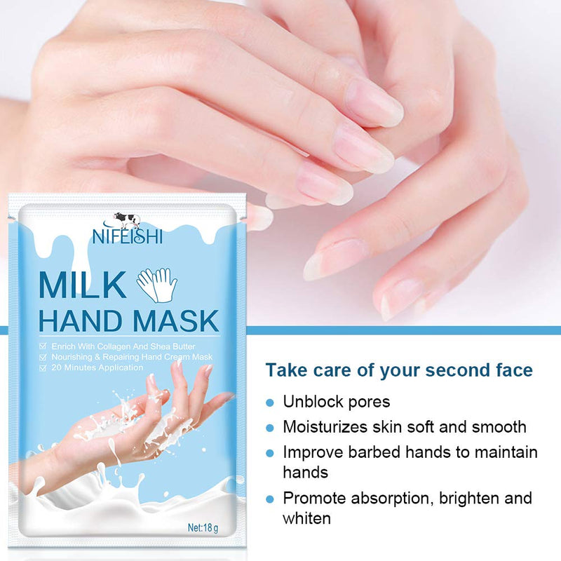 5 Pairs Hands Moisturizing Gloves, Hand Skin Repair Renew Mask w/Infused Collagen, Moisture Enhancing Gloves for Dry, Aging, Cracked Hands(Milk) - NewNest Australia