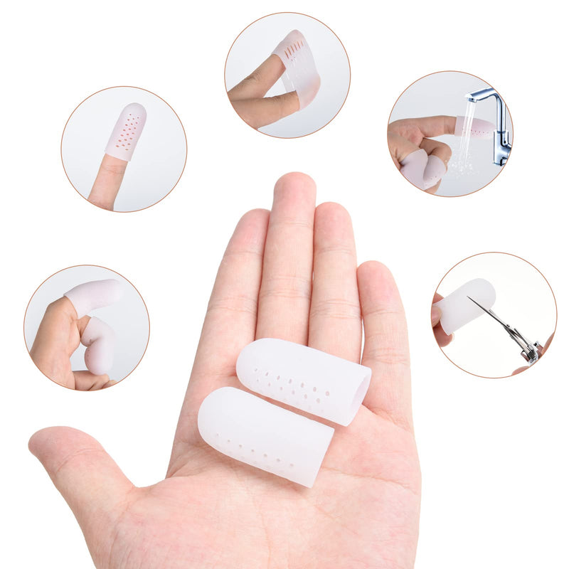 RosewineC 12pcs Gel Finger Cots Silicone Finger Protectors, Breathable Finger Sleeves Finger Bandages, Finger Covers with Hole for Hand Eczema, Finger Cracking or Arthritis, 2 Colors - NewNest Australia