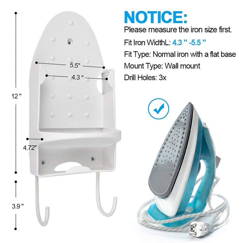 Ironing Board Hanger Wall Mount Iron Hanger Ironing Board Rack Electric Iron Holder Household Bathroom Shelf - for Max 5 inch Width - NewNest Australia
