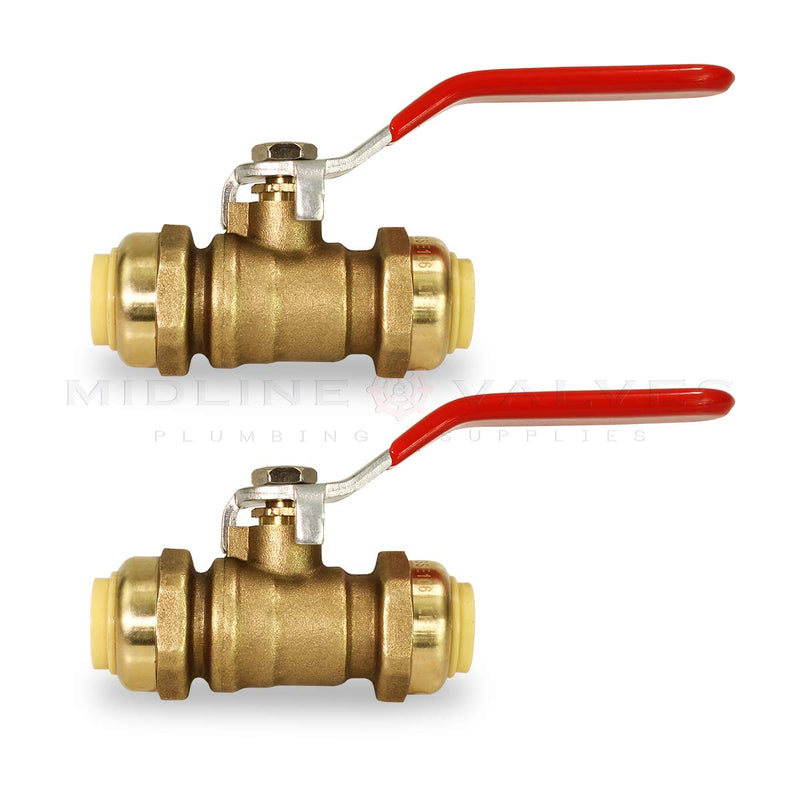 Supply Giant VQCW12-2 Full Port fit Ball Valve Water Shut Off Push to Connect PEX,Copper, CPVC, 1/2 Inch, Brass Pack of 2, 1/2 1/2 in. - NewNest Australia