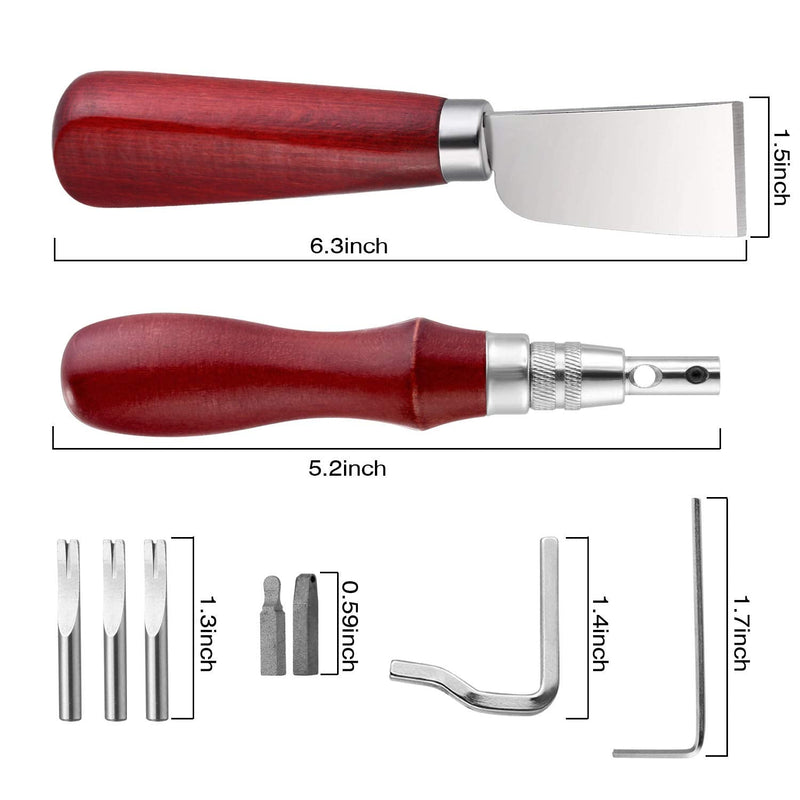 7 in 1 Leather Groover Tool and Leather Cutting Knife Set Adjustable Stitching Groover Leather Creasing Edge Leather Beveler Leather Grooving Tool Leather Edging Knife for DIY Leathercraft Cutting - NewNest Australia