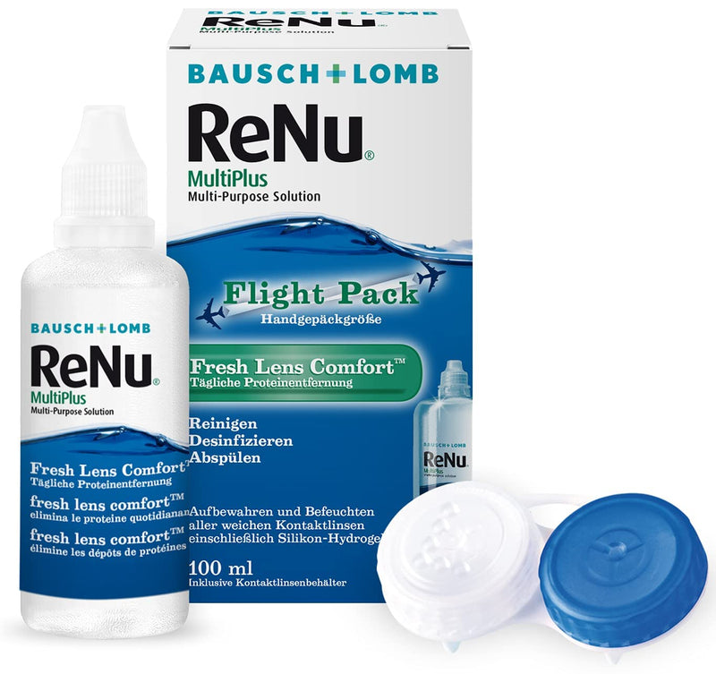 Bausch + Lomb ReNu MultiPlus Combo Solution with Protein Remover - Contact Lens Cleaner, Soft Lens Storage Solution, Travel Set, 100ml Single - NewNest Australia