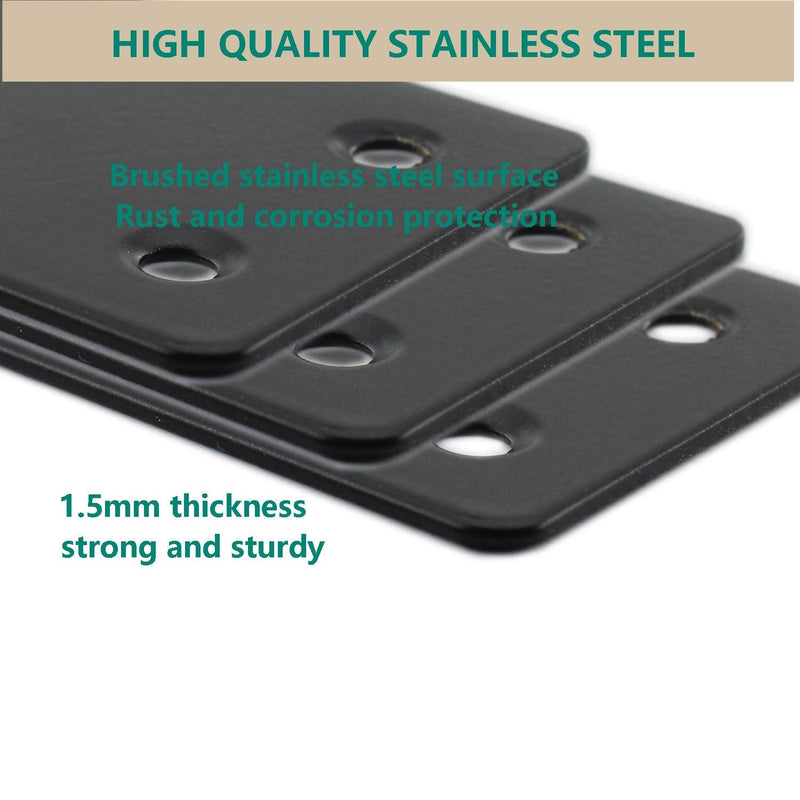 10 Pack Flat Straight Brace Brackets,ULIFESTAR Stainless Steel Mending Bracket Plate Metal Shelf Support Fixing Joining Plate for Furniture,Wood,Shelves,Cabinet with Screws Black (38x60mm/1.5x2.4'') 38x60mm/1.5x2.4'' - NewNest Australia