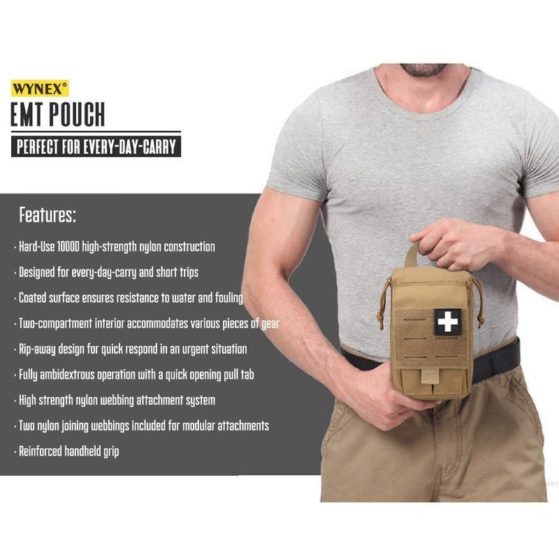 WYNEX Tactical Rip Away First Aid Pouch, Laser-Cut Design Molle EMT Bag Survival IFAK Pouches Blow Out Emergency Medical Organizer Include Red Cross Patch Khaki - NewNest Australia
