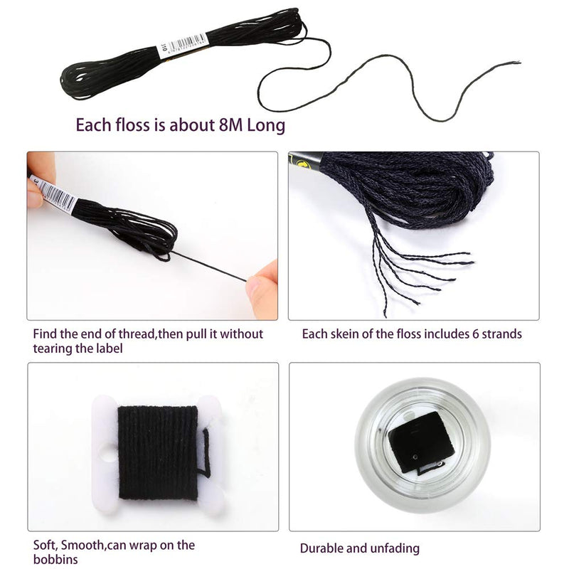Pllieay 30 Skeins Black to White Gradient Grey Embroidery Floss, Cross Stitch Threads Friendship Bracelets Floss with 6 Floss Bobbins, 2 Embroidery Needles and Needle Threader - NewNest Australia