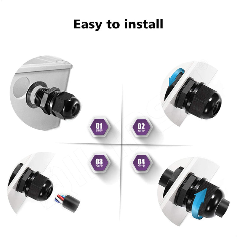 QILIPSU 1/2 NPT Nylon Cable Gland, Waterproof IP68 Adjustable Locknut for 6-12mm Cable Diameter (1/2 NPT, 12pcs) 1/2 NPT 12pcs - NewNest Australia