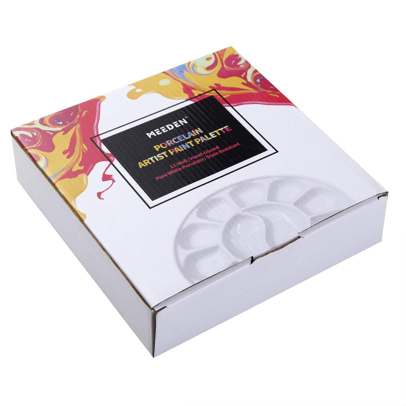 MEEDEN 12-Well Round Porcelain Watercolor Paint Palette for Watercolor Gouache Acrylic Oil Painting, 7-Inch - NewNest Australia
