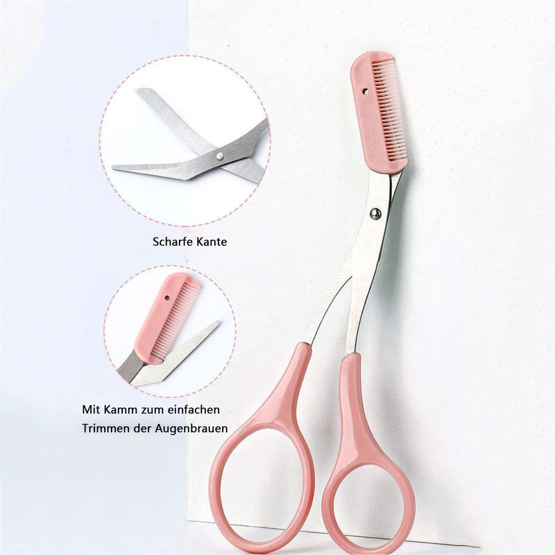 SHULLIN Pack of 2 Eyebrow Trimmer Scissors Beauty Eyebrow Scissors Curved Eyebrow Scissors with Comb Eyebrow for Shortening Eyebrow and Eyelashes (Black, Pink) - NewNest Australia