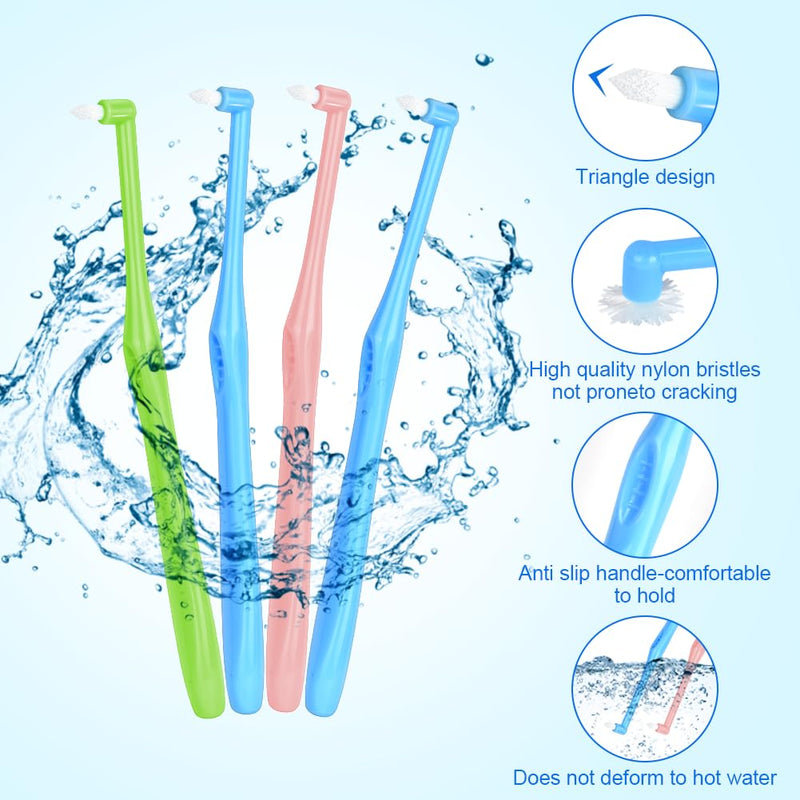 ACWOO Tufted Toothbrush, Pack of 4 Single Tufted Brush Toothbrush Small Toothbrush Tufted Brush Soft Tufted Toothbrush Trim Toothbrush Single Interdental Space Brush for Detail Cleaning - NewNest Australia
