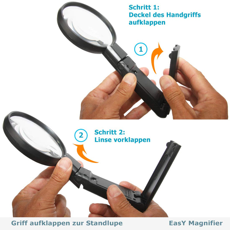 EasY Magnifier Large Magnifying Glass 2X Hands Free with LED Light and Stand Alone; Spot Lens 4X; Lighted Standing Desktop Loupe for Reading Close up Work, Gift for Visually Impaired - NewNest Australia
