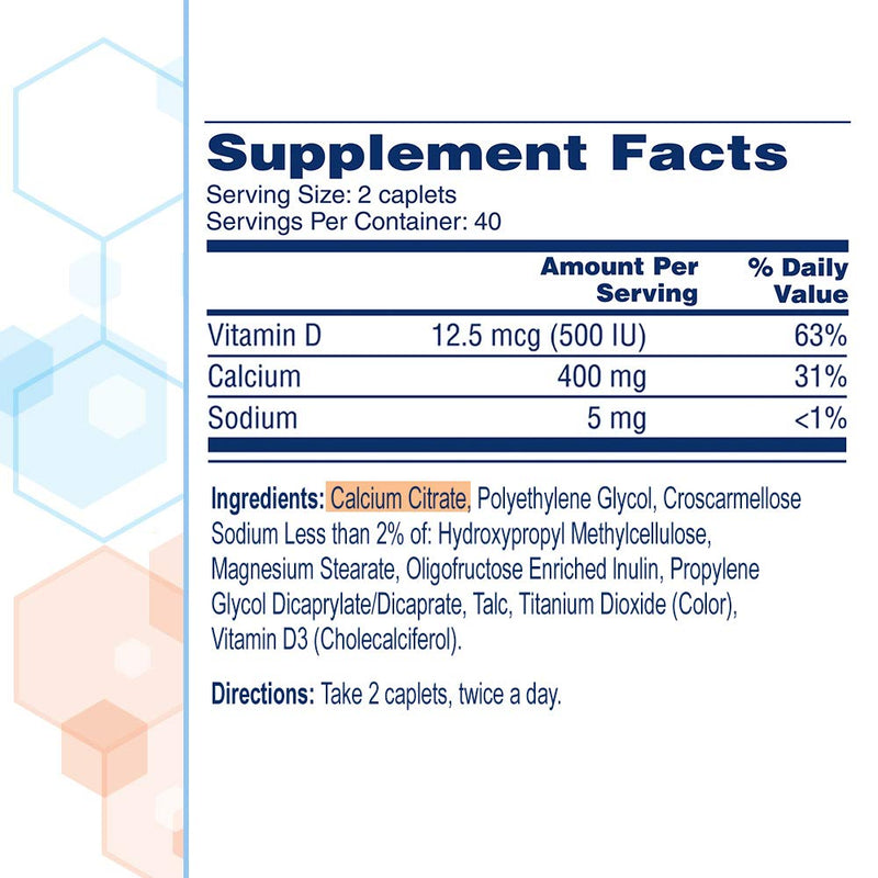 Citracal Petites, Highly Soluble, Easily Digested, 400 mg Calcium Citrate with 500 IU Vitamin D3, Bone Health Supplement for Adults, Relatively Small Easy-to-Swallow Caplets, 375 Count - NewNest Australia