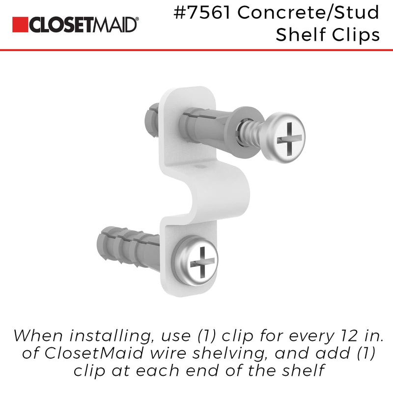 ClosetMaid 7561 Shelf Clips for Concrete Installation, 12-Pack , White - NewNest Australia