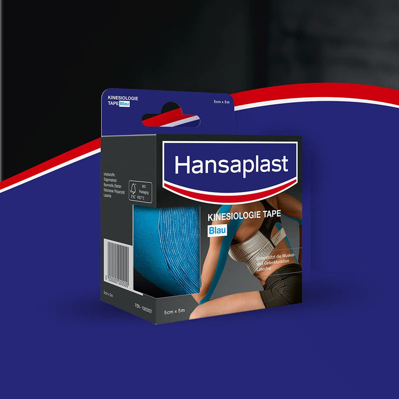 Hansaplast kinesiology tape, waterproof sports tape relieves muscle pain and promotes blood circulation*, tape offers support for joints and muscles*, 1 roll, blue - NewNest Australia