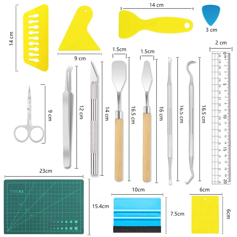 ImnBest 19 Pieces Vinyl Weeding Tools Stainless Steel Plotter Accessories HTV + 1 Piece A5 Cutting mat, DIY Craft Tool Set, Cameos, Lettering, Including Weeding Hooks, Tweezers, DIY Christmas Gift B - NewNest Australia