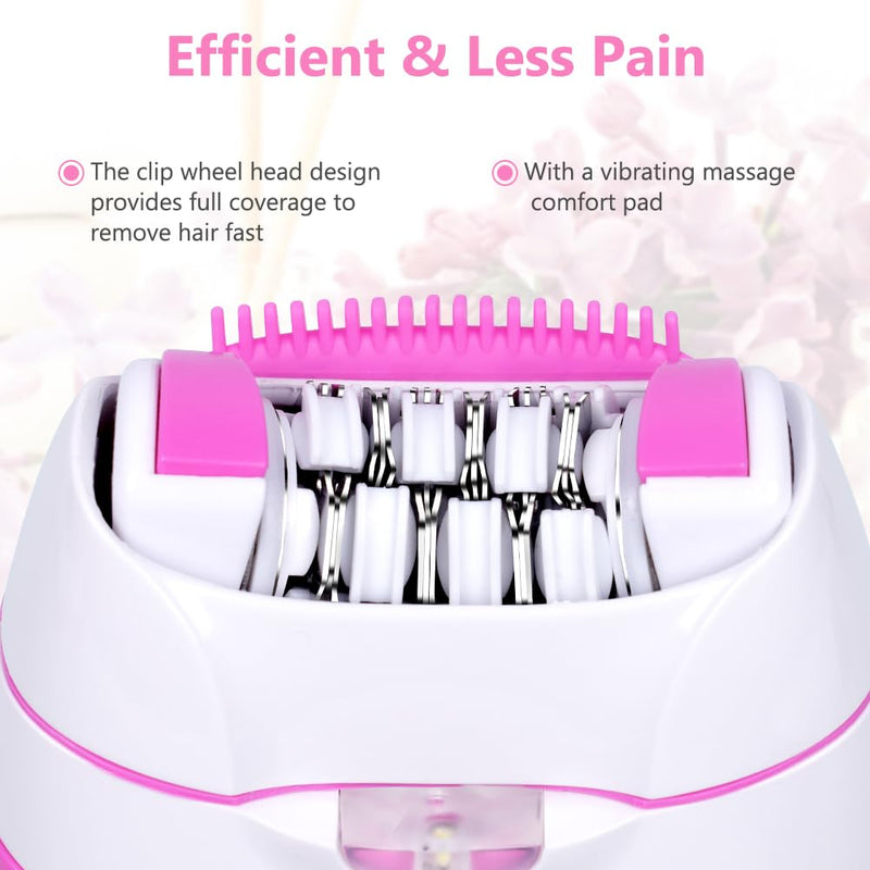 Uraqt Women'S Epilator, Epilator For Hair Removal With Massage Rollers, Gentle Long-Lasting Epilator Women'S Razor, Razor Attachments For Body, Peeling, Cleaning, Bag, Gift For Woman (Pink) Pink - NewNest Australia