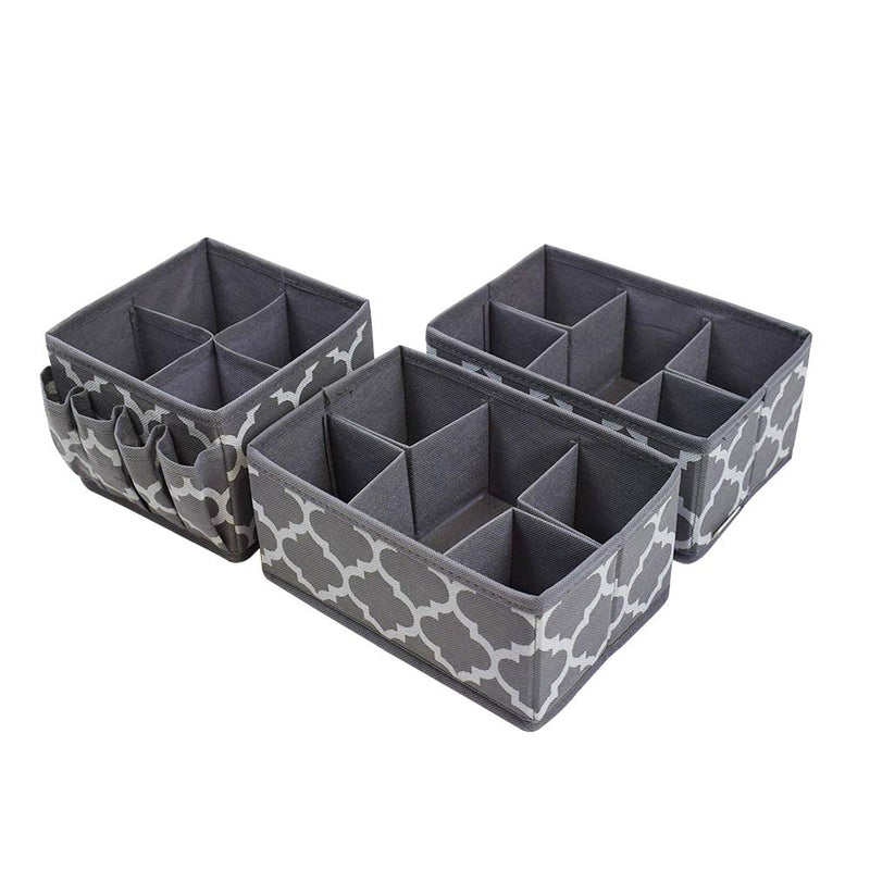 NewNest Australia - homyfort Cosmetic Storage Makeup Organizer, DIY Adjustable Multifunction Storage Box Basket Bins for Makeup Brushes, Bathroom Countertop or Dresser, Set of 3 Grey 