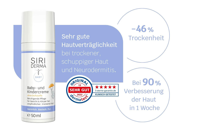 SIRIDERMA Basic baby and children's cream | Fragrance free | Skin care for sensitive, dry and flaky skin | Also for baby acne (150ml) 150ml - NewNest Australia