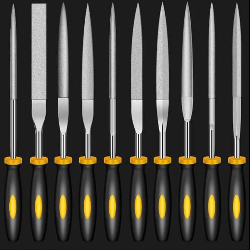 Luo ke 10 Pieces Mini Handheld Diamond Needle File Various Shape Raft Needle Rasper Metal Cutting Tool Glass Agate Jewelry Buffing Set(4X160mm) - NewNest Australia