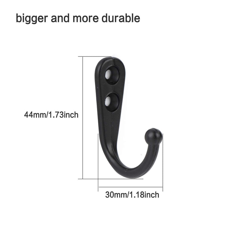 NewNest Australia - Onwon 20 Pieces Wall Mounted Hooks with 50 Pieces Screws, Vintage Style Robe Hooks Single Coat Hanger Coat Hooks (Black) Black 