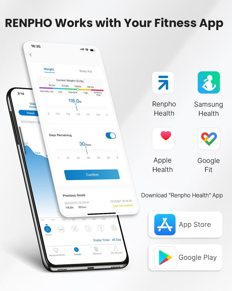 Renpho Body Fat Bathroom Scales, Bluetooth Personal Scales With App, Smart Digital Scales For Body Fat, Bmi, Weight, Muscle Mass, Water, Protein, Skeletal Muscle, Bone Weight And Bmr - NewNest Australia