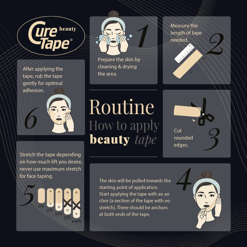 CureTape® Beauty Kinesiology Tape (5cm x 5 m) | Beauty tape for face | Face Lift Tape | Facial tape for sensitive skin | Medically Approved | Soft on the skin - NewNest Australia