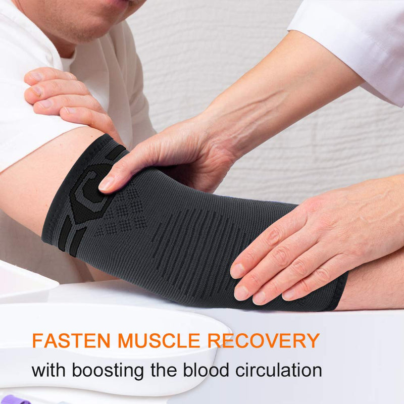 CAMBIVO Elbow Support Brace for Men & Women 2 Pack, Tennis Elbow Support Strap & Anti-slip Elbow Sleeves for Weightlifting, Arm Support, Golfers Elbow, Tennis Elbow, Tendonitis M Black Pair - NewNest Australia