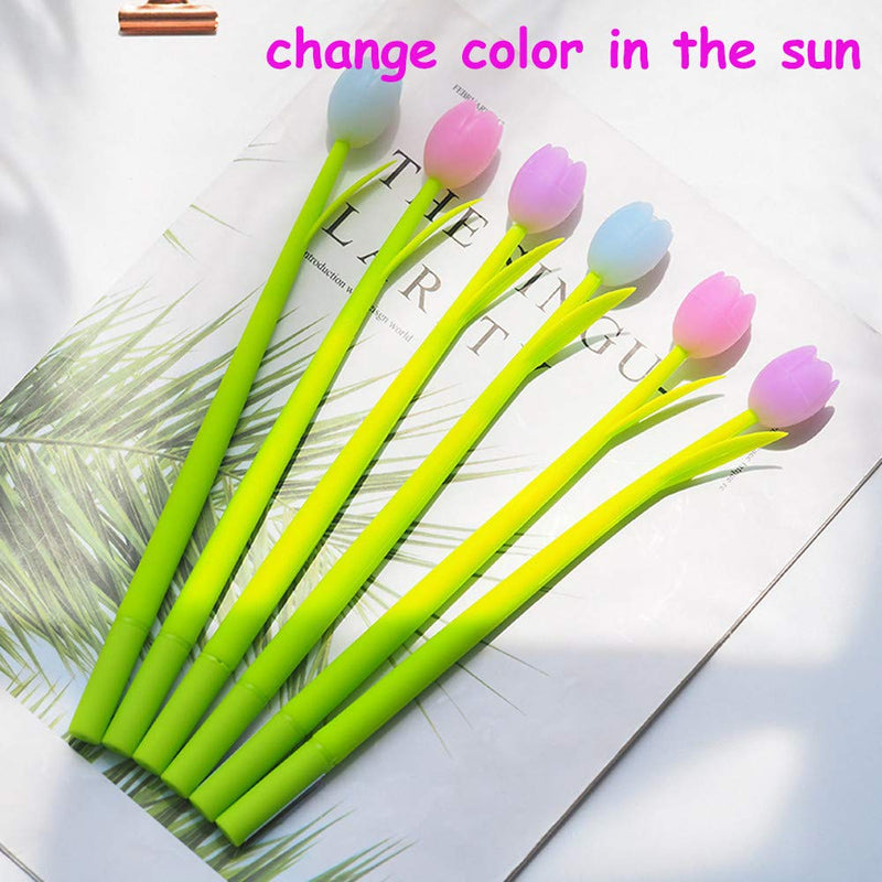 Yarachel Color Changing Flower Pens - Pack of 30 Ballpoint Pens Creative Gel Ink Rollerball Pen for School Home Office Stationery Store Kids Girls Gift, Black 0.38mm (Tulip) Tulip - NewNest Australia
