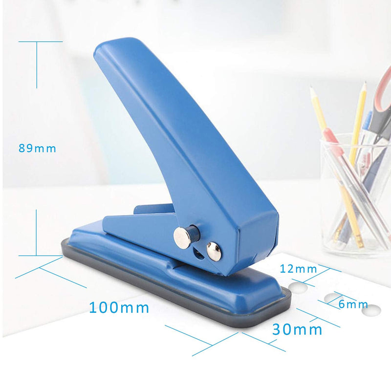 Single Handheld 1/4 Inches Hole Puncher, 20 Sheet Punch Capacity Metal Hole Punch with Skid-Resistant Base for Paper, Chipboard, Art Project, Blue - NewNest Australia