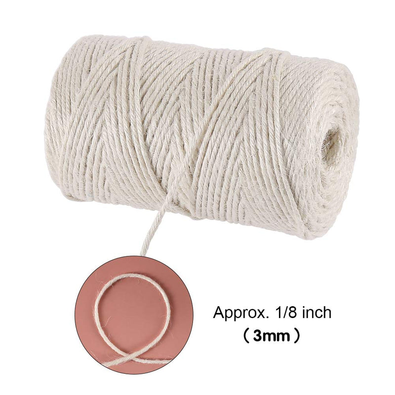 Tenn Well 3mm Jute Twine, 328 Feet Thick Twine String for Crafting, Gift Wrapping, Gardening, Packing and DIY Projects (Creamy) - NewNest Australia
