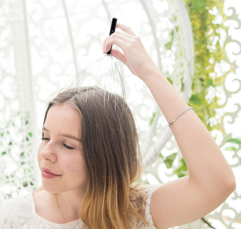 USAGA 28 Fingers Head Massager Scalp Massager Head Scratcher for Head Body Relaxing (Black) Black - NewNest Australia