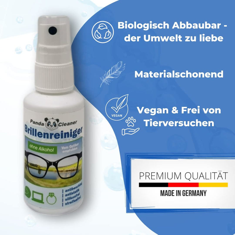 PandaCleaner glasses cleaner 50ml spray bottle | without alcohol | anti-fog | streak-free | Also suitable for displays, monitors, visors and much more (50ml spray) 50 ml (pack of 1) - NewNest Australia