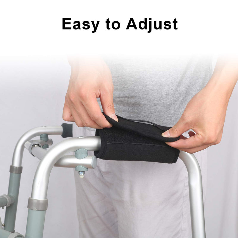Padded Walker Hand Grips 2 Pack Wheelchair Handle Grips Covers with Strap Soft Foam Padding Adjustable Non-Slip Breathable for Senior Elderly Rollator Crutches Luggage Black - NewNest Australia