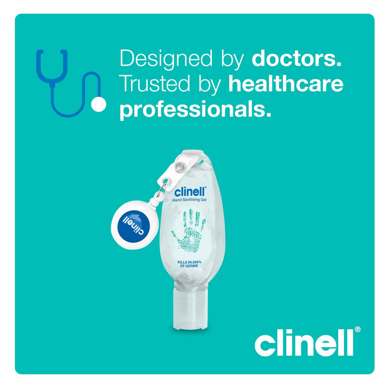 Clinell Hand Sanitiser Gel - Dermatologically Tested, Kills 99.99 Percent of Germs, Quick and Kind to Skin, No Stickiness - Retractable Clip - 50ml Bottle Single - NewNest Australia