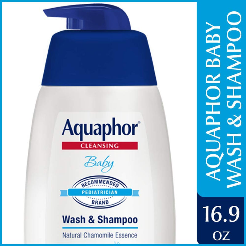 Aquaphor Baby Wash and Shampoo - Mild, Tear-free 2-in-1 Solution for Baby’s Sensitive Skin - 16.9 fl. oz. Pump - NewNest Australia