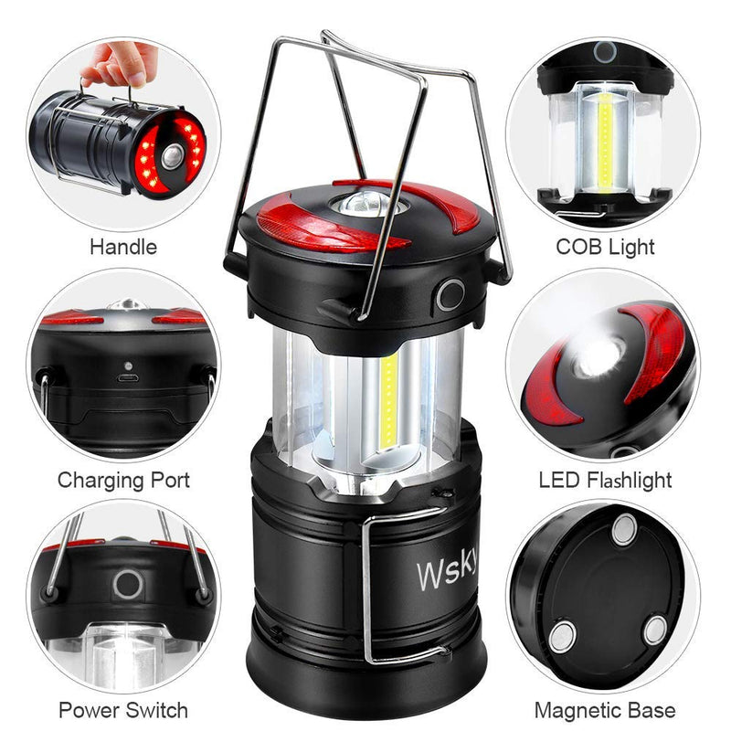 Wsky Led Camping Lantern - Best Rechargeable LED Flashlight Lantern - High Lumen, Rechargeable, 4 Modes, Water Resistant Light - Best Camping, Outdoor, Emergency Flashlights Lanterns 2 Pack - NewNest Australia