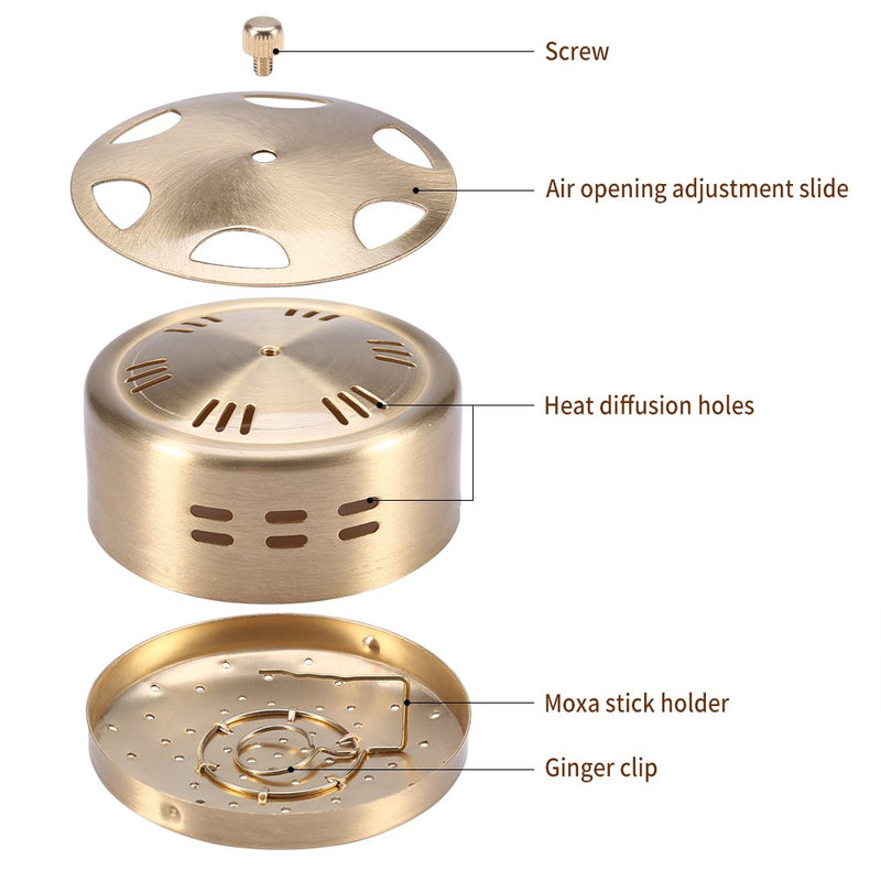 Copper Moxibustion Box, 3 Gears Adjustable Temperature Control Moxa Heat Tank Help Improve State, for the Elderly and Sedentary - NewNest Australia