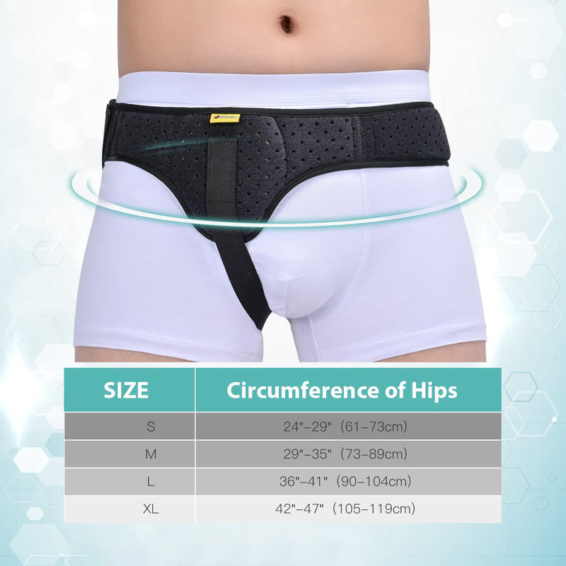 Tenbon Hernia Belt for Men and Women Flexible Adjustable Hernia Belt Hernia Support Pain Relief With Removable Compression Pads Hernia Left And Right Wearable, Black, L - NewNest Australia